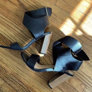 Black wrap ankle heels